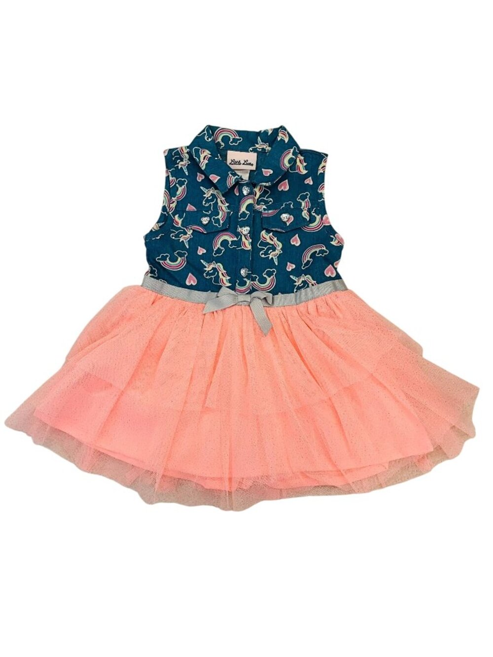 Little Lass 24M Unicorn Rainbow Tulle Dress Pink Glitter Skirt Sleeveless